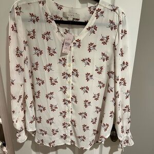 LOFT maternity Women's Floral White Blouse